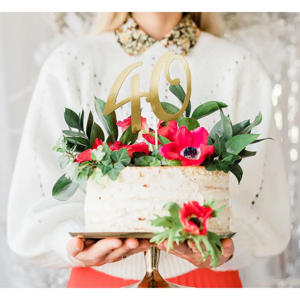 Zápich na dort číslice 40 zlatá